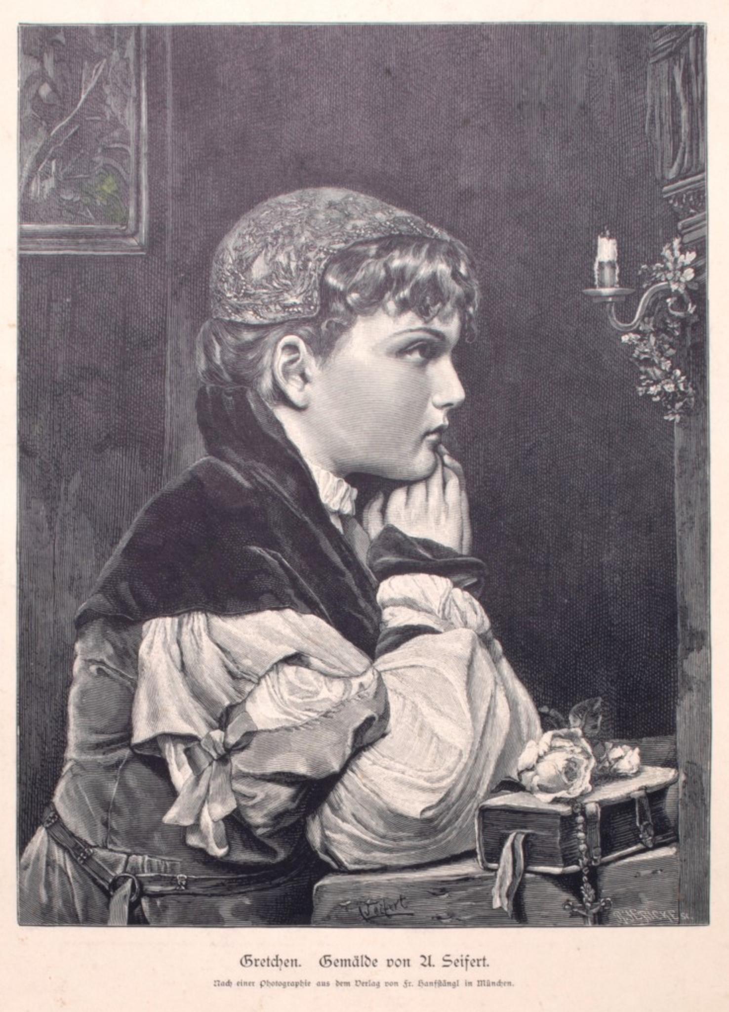 Alfred Seifert Portrait Print - Woman - Original Zincograph by R. Jericke after A. Seifert - 1905