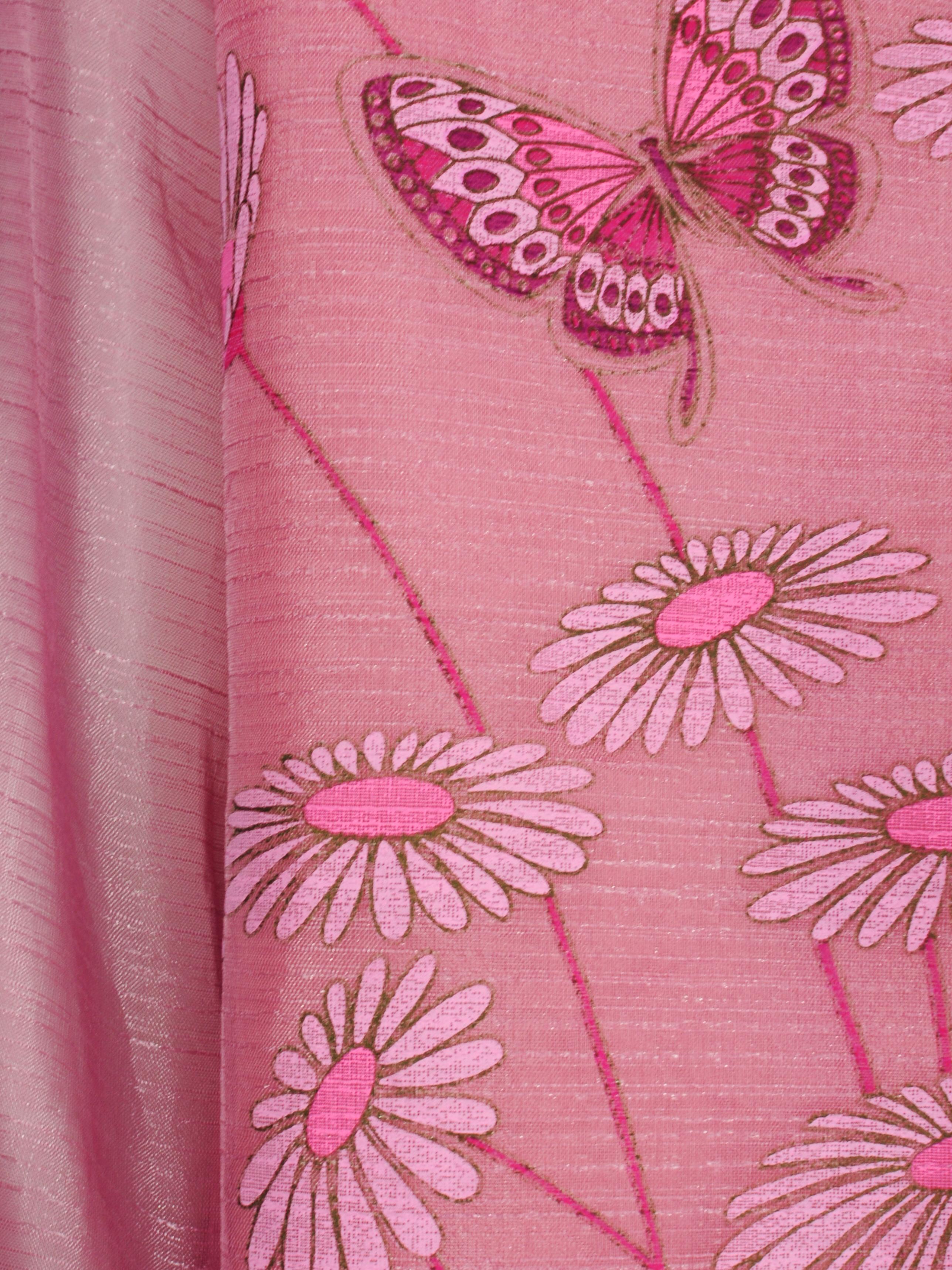 Alfred Shaheen - Robe longue hawaïenne rose avec imprimé floral papillon  en vente 3