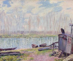 Bords du Loing, ALFRED SISLEY - Oil, Impressionist, Landscape, River