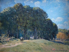 Cavalier en lisière de forêt - Oil on Canvas Impressionist Painting, 1875
