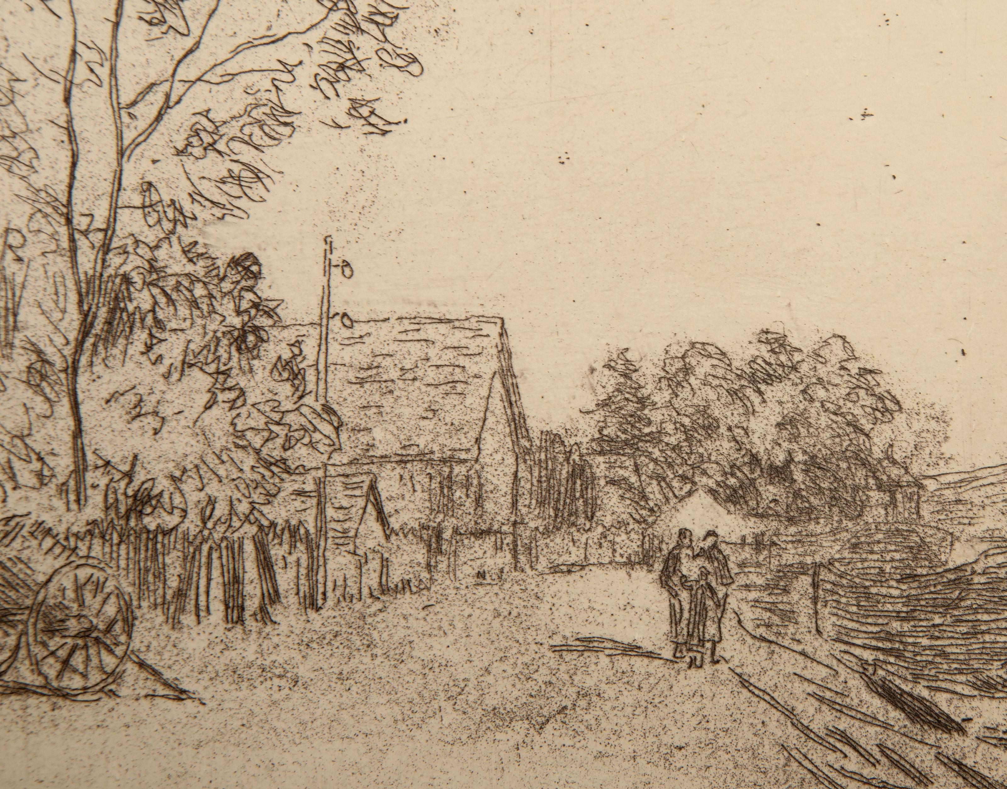 Bords du Loing, impressionistische Radierung von Alfred Sisley 1