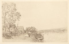 Bords du Loing, aguafuerte impresionista de Alfred Sisley