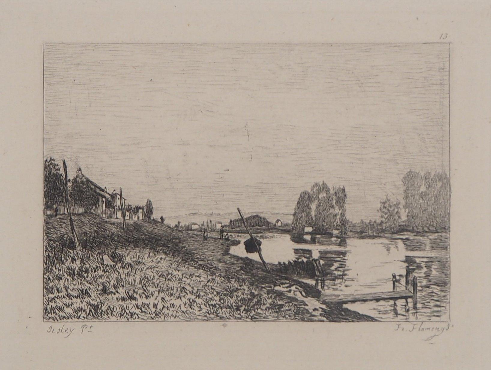 River in Normandy - Original etching - Ed. Durand Ruel, 1873