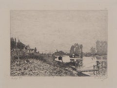 River in Normandy - Original etching - Ed. Durand Ruel, 1873