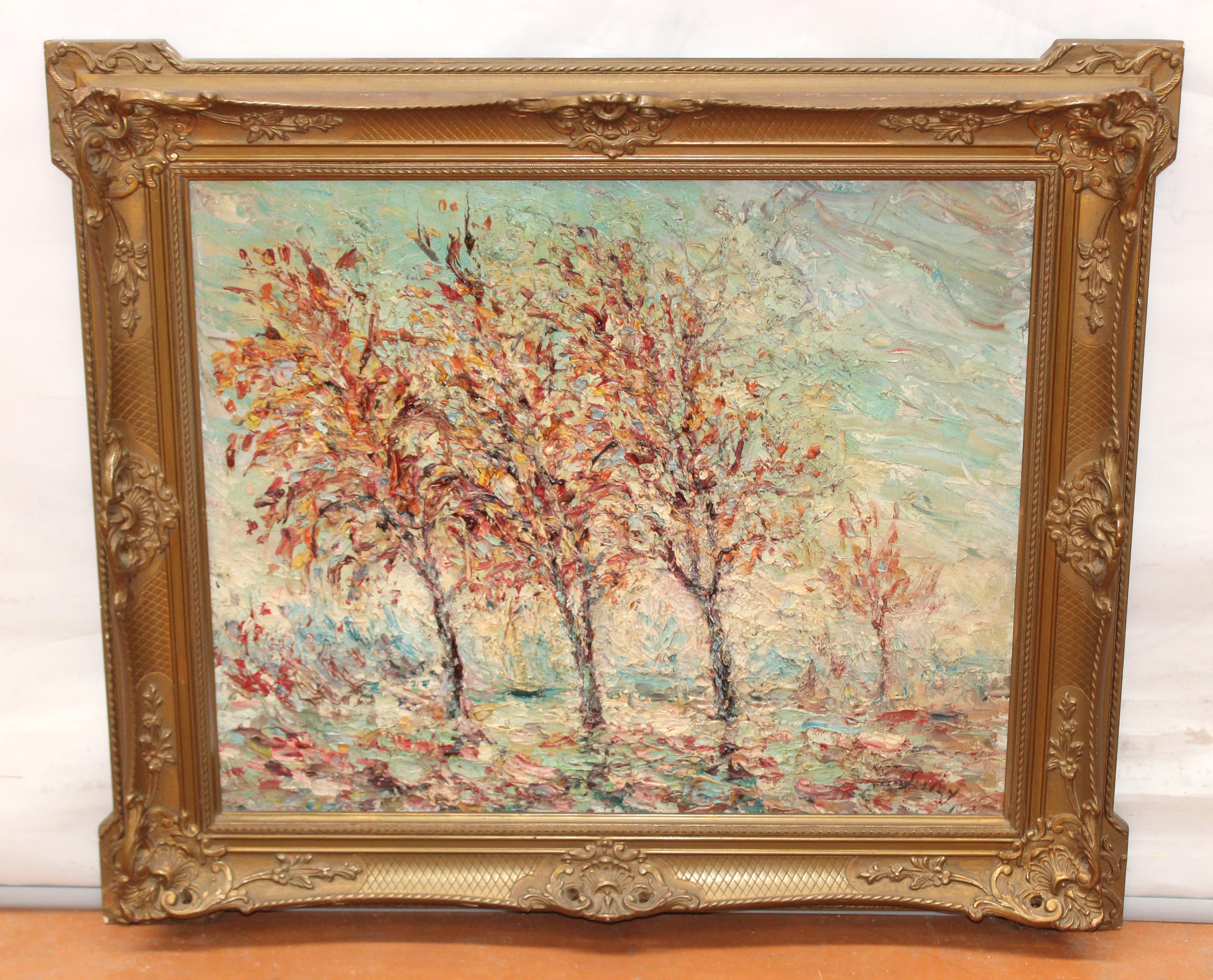 Escuela francesa (XX) - Paisaje impresionista - (after Sisley) - Painting by Alfred Sisley (After)
