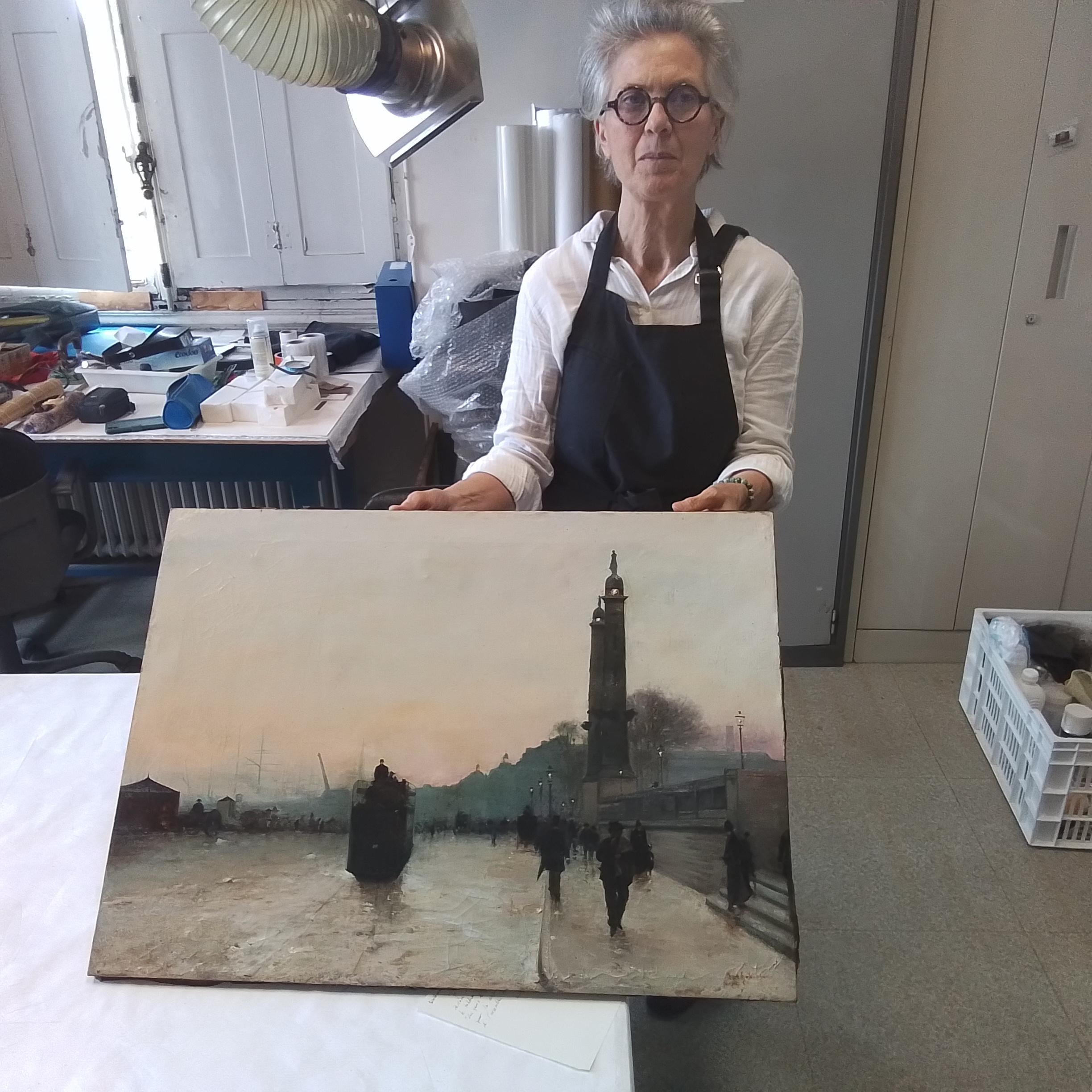 Quadro d'arte francese di Alfred Smith - Bordeaux, un Tram, pezzo da collezione. in vendita 14