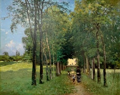 Mutter mit Kindern auf einem Waldweg, Bordeaux' von Alfred Smith (1854 - 1936)