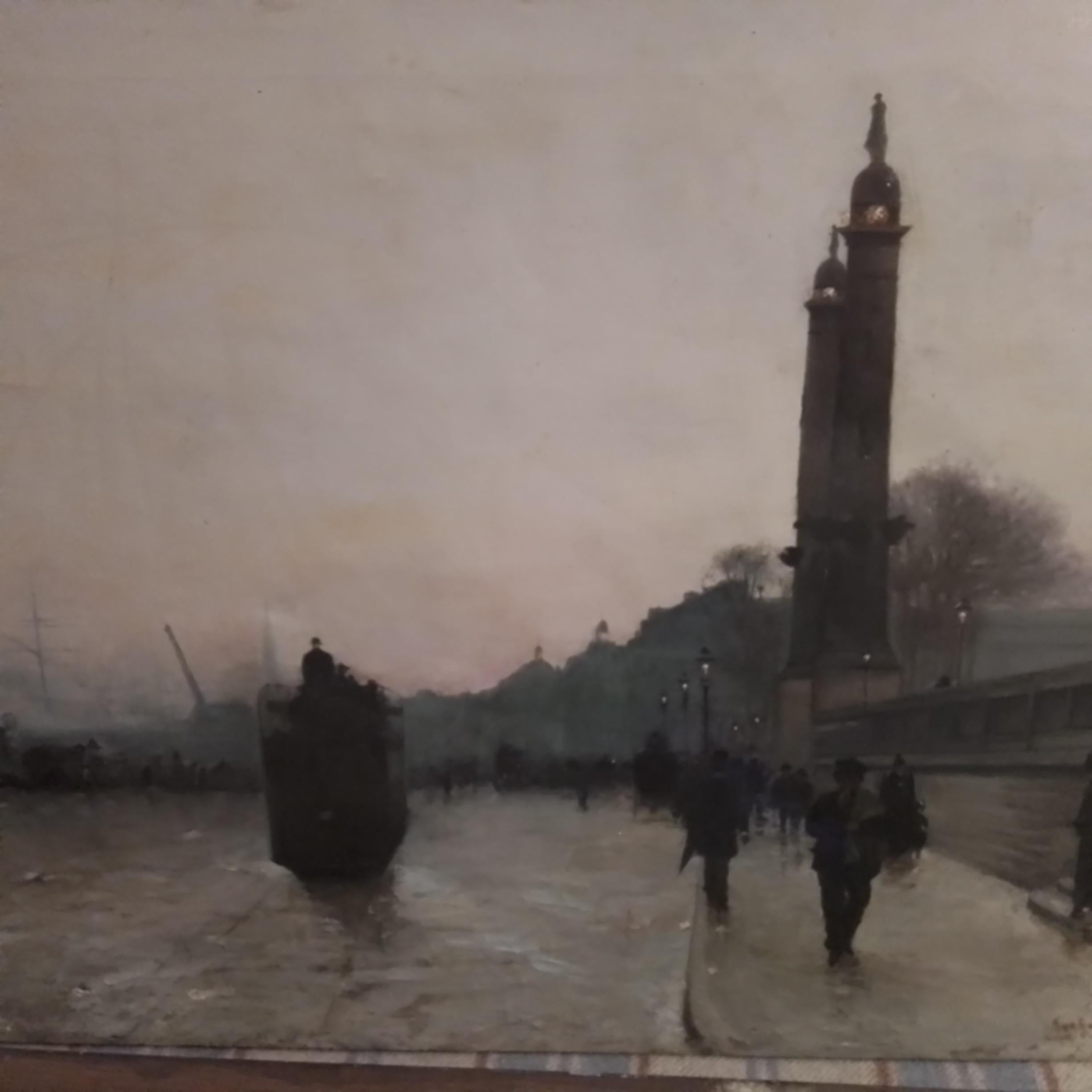 Quadro d'arte francese di Alfred Smith - Bordeaux, un Tram, pezzo da collezione. in vendita 6