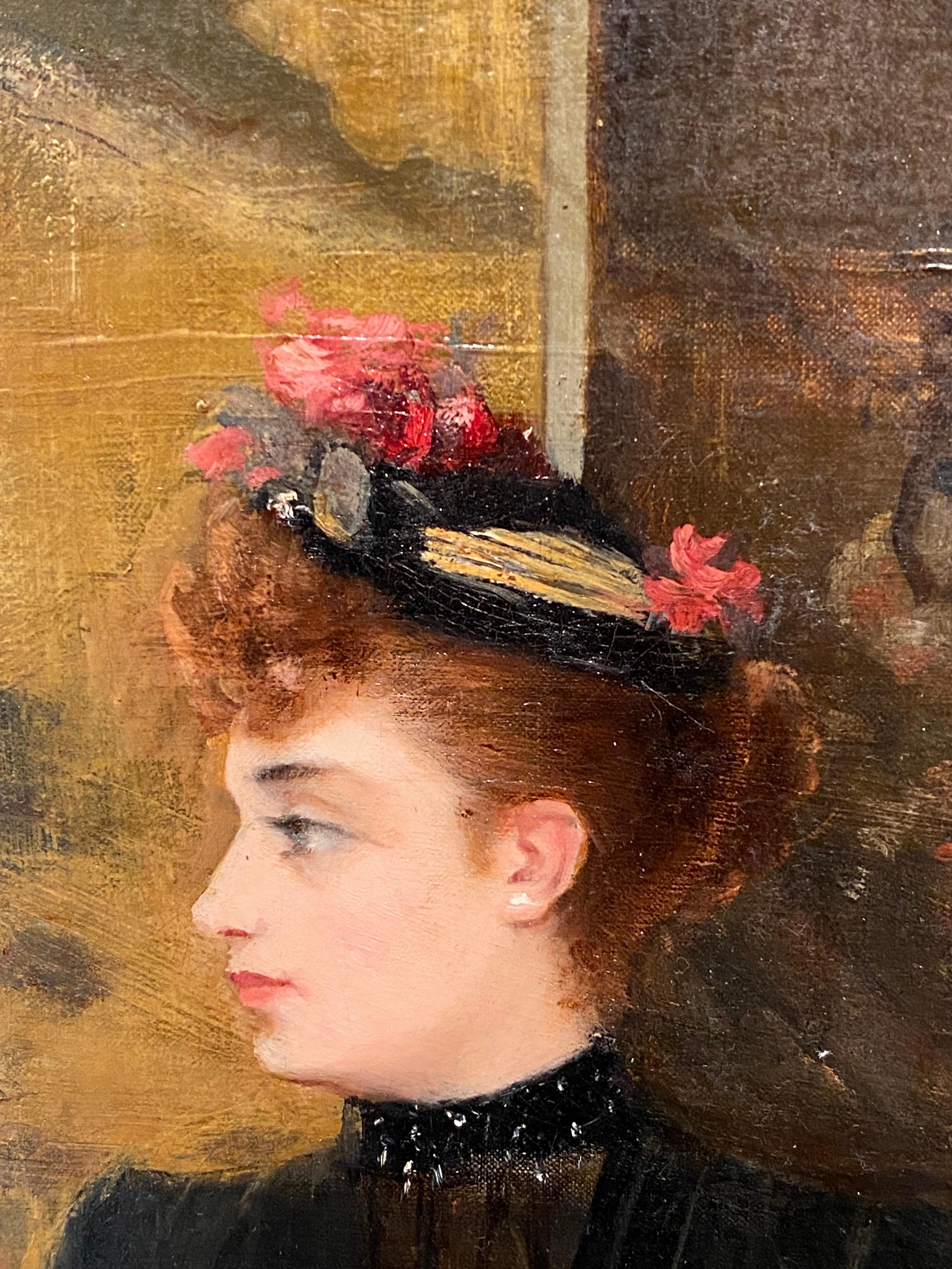 Huge 19th century French belle epoque oil painting - interior - Singer Sargent 5