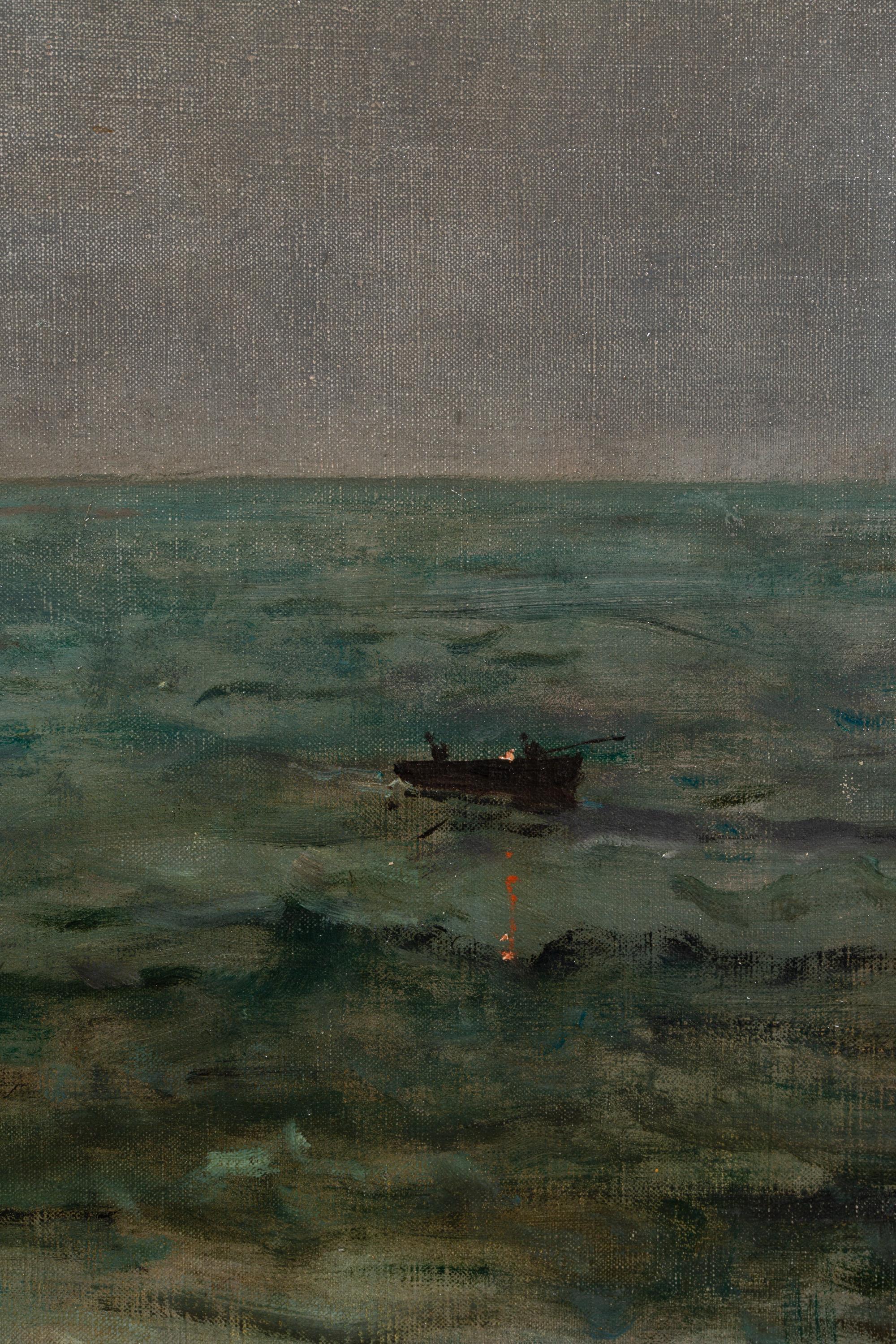 'Moonlight on the Sea' by Alfred Stevens (Brussels 1823 – 1906 Paris) dated 1892 For Sale 9