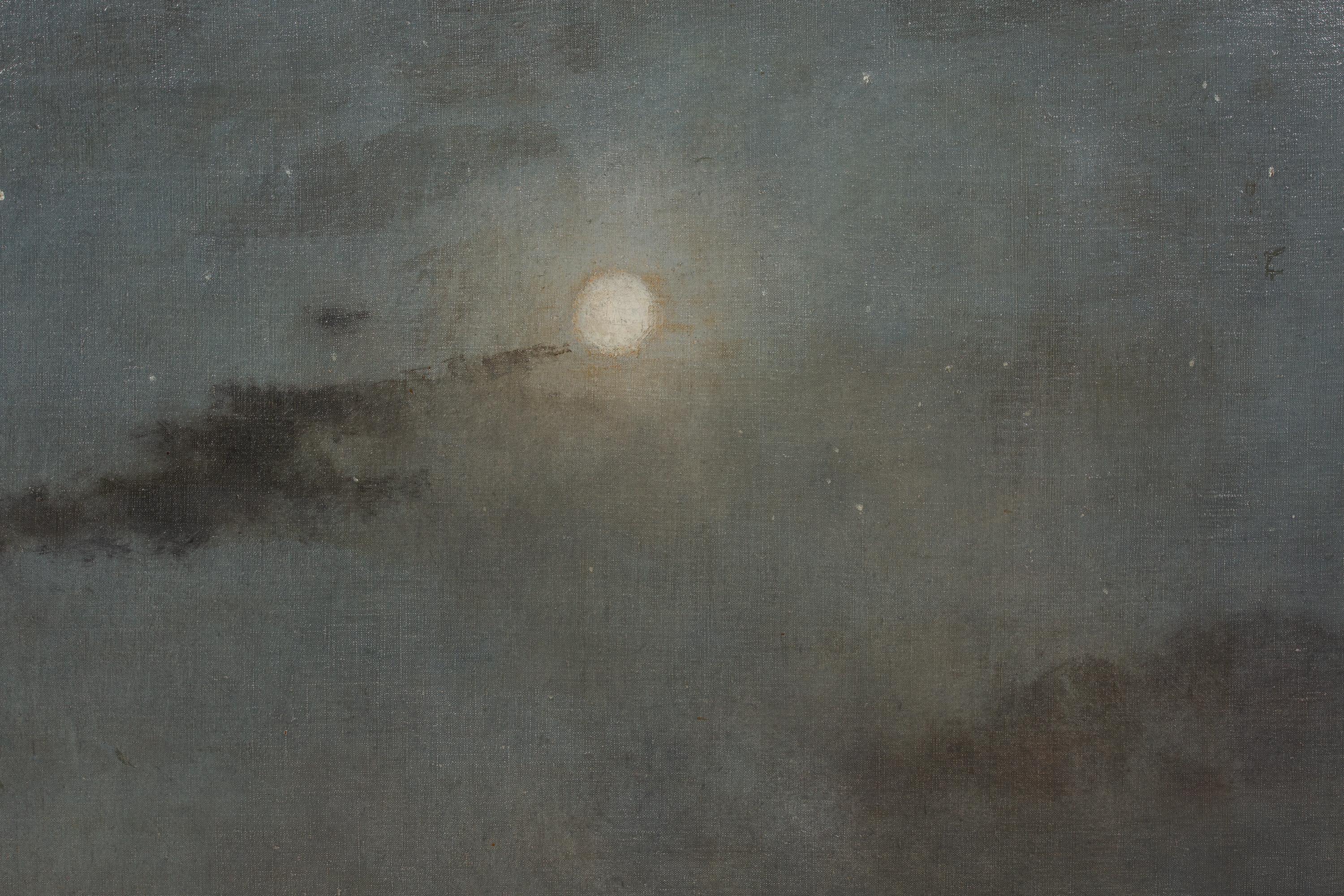 'Moonlight on the Sea' by Alfred Stevens (Brussels 1823 – 1906 Paris) dated 1892 For Sale 4