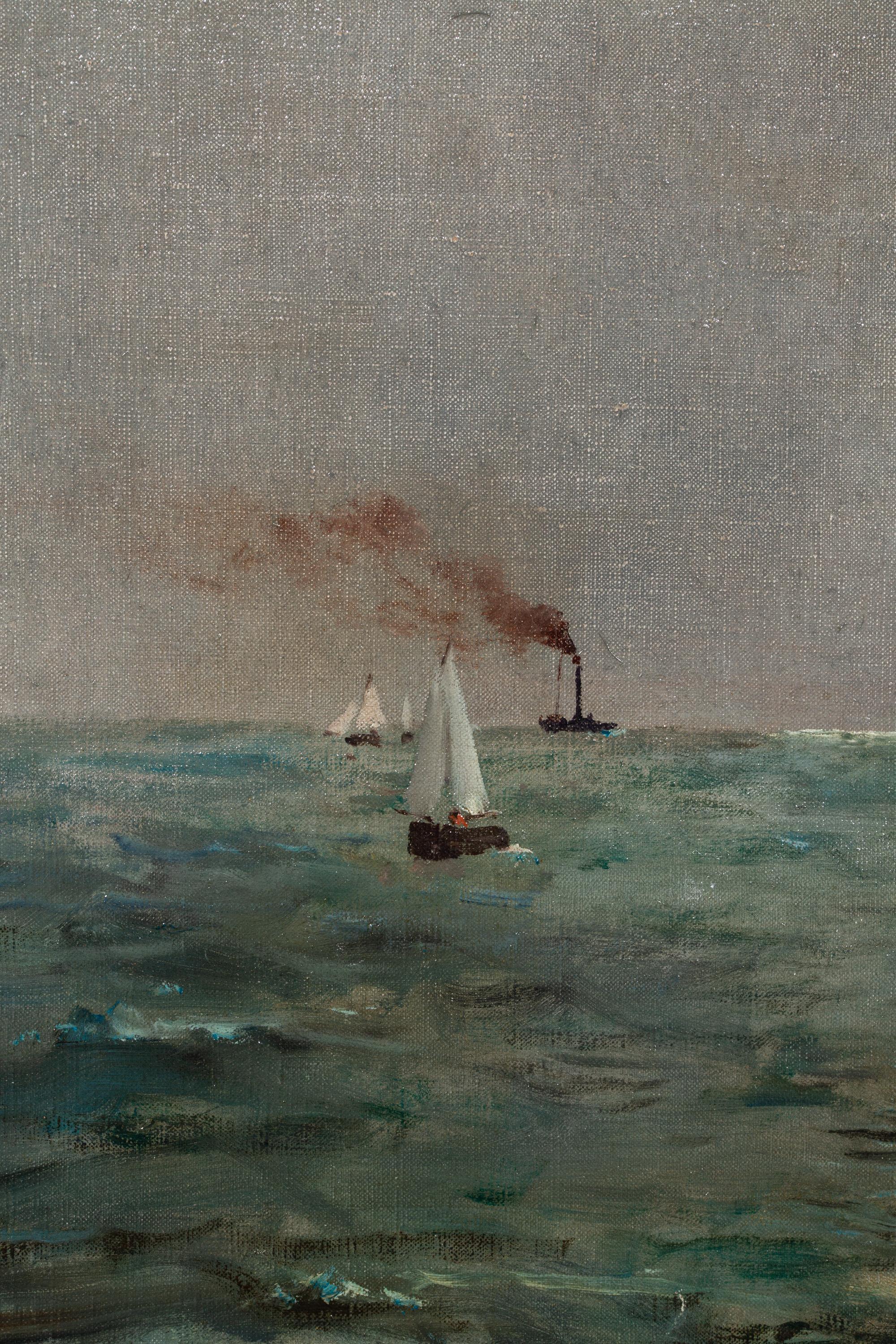 'Moonlight on the Sea' by Alfred Stevens (Brussels 1823 – 1906 Paris) dated 1892 For Sale 5