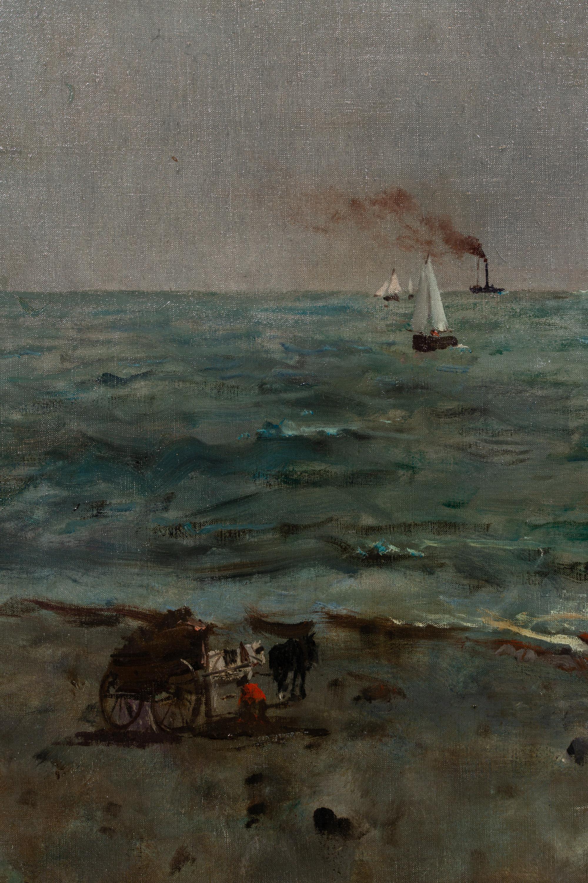 'Moonlight on the Sea' by Alfred Stevens (Brussels 1823 – 1906 Paris) dated 1892 For Sale 8