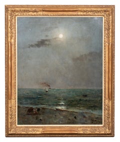 'Moonlight on the Sea' by Alfred Stevens (Brussels 1823 – 1906 Paris) dated 1892