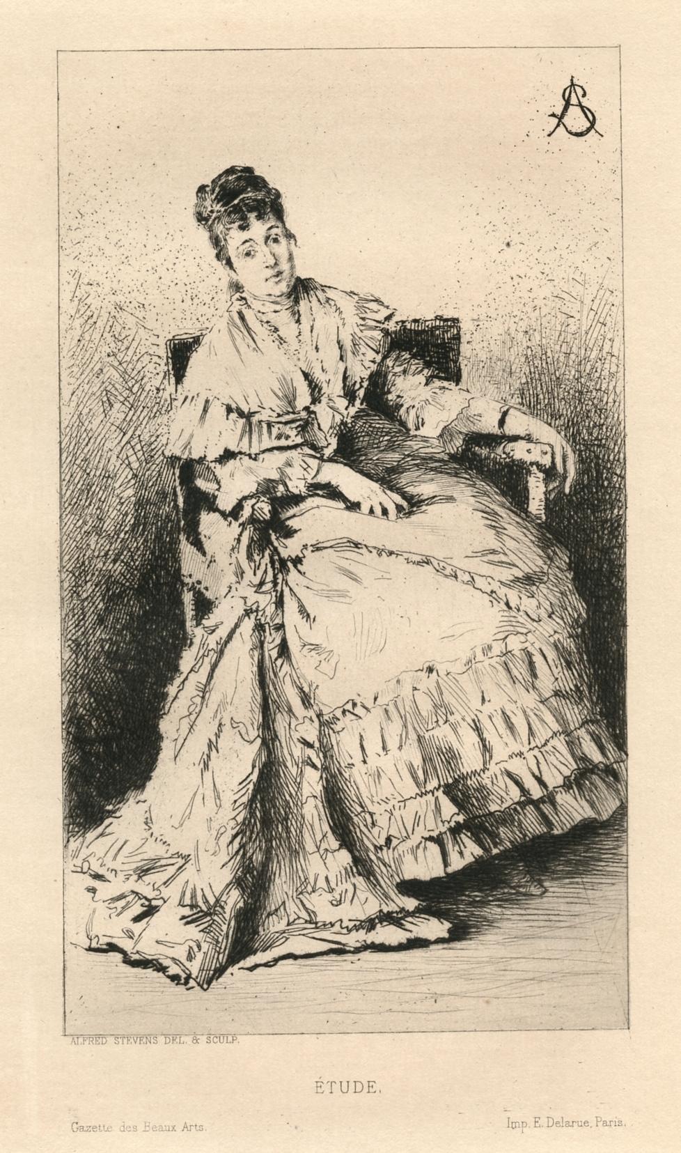 "Etude" original etching - Print by Alfred Stevens