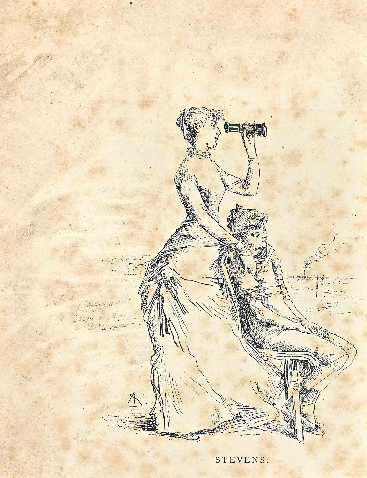 The View est une estampe réalisée par Alfred Stevens (1823-1906), à la fin des années 1880.

Lithographie sur papier couleur ivoire.

Signé sur la plaque en bas.

Bonnes conditions avec des rousseurs diffuses dues à l'époque.

L'œuvre est réalisée