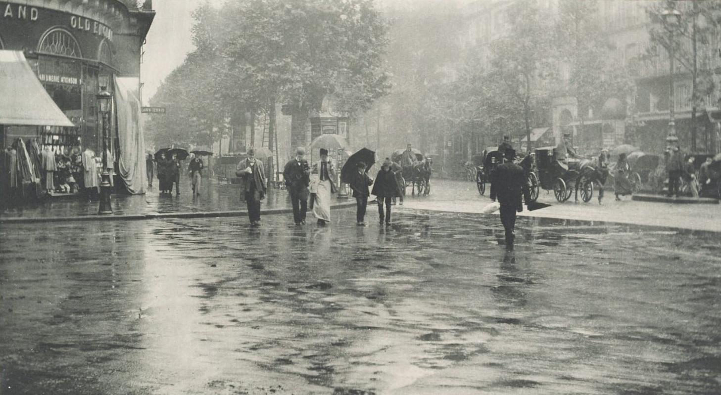 Alfred Stieglitz Black and White Photograph - Wet Day on the Boulevard (Paris), Picturesque Bits of New York and Other Studies