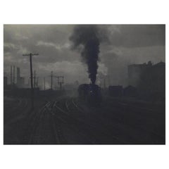 Antique Alfred Stieglitz Photogravure "Hand of Man, " 1902 - Atmospheric Train Subject
