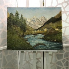 Fiume di montagna di Eduard Sturzenegger - Olio su tela 55x71 cm