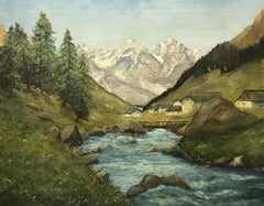 Río de montaña de Eduard Sturzenegger - Óleo sobre lienzo 55x71 cm