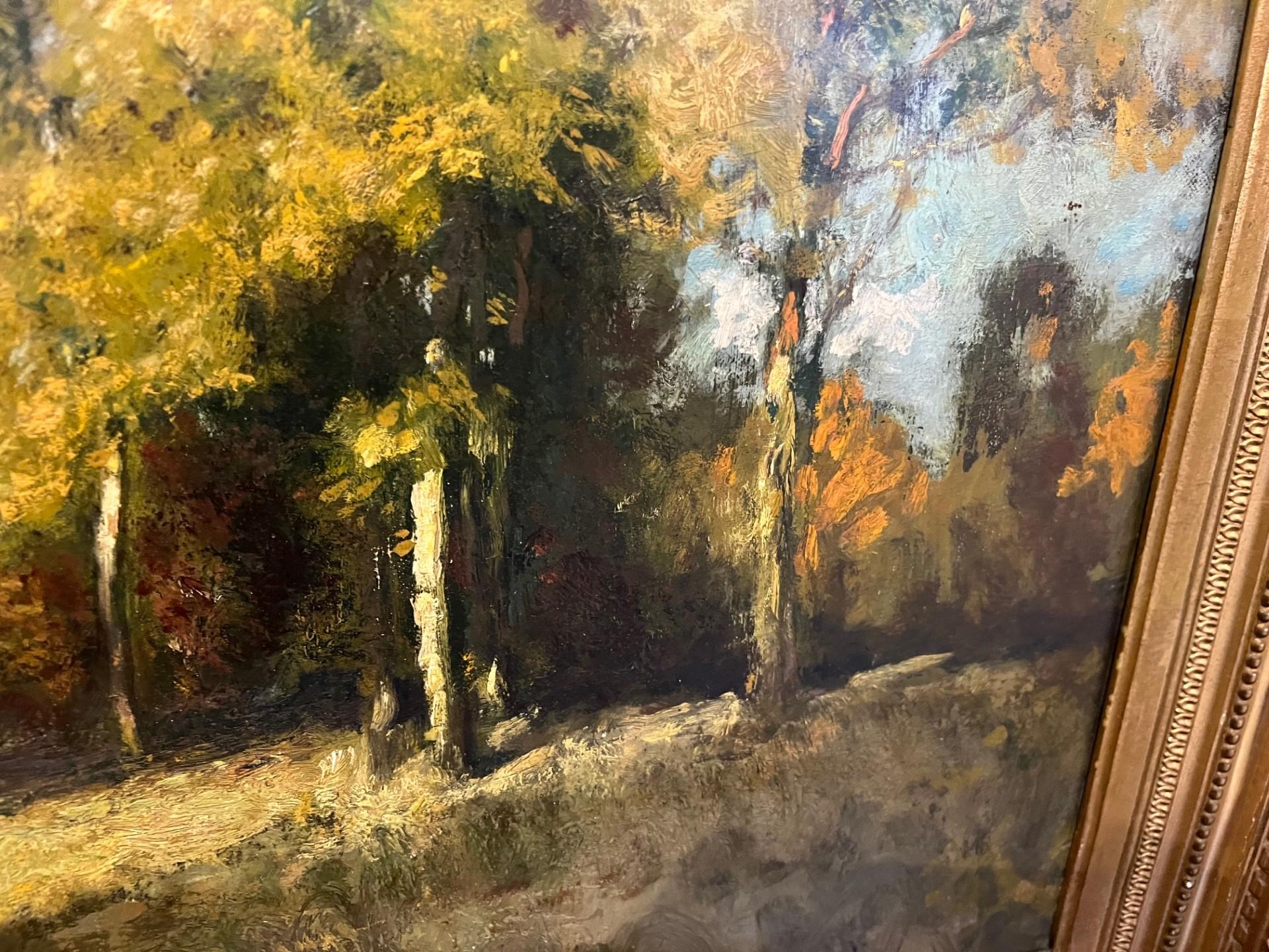 Frühes zwanzigstes Jahrhundert Impressionistische Herbstlandschaft mit goldenen Bäumen im Angebot 2