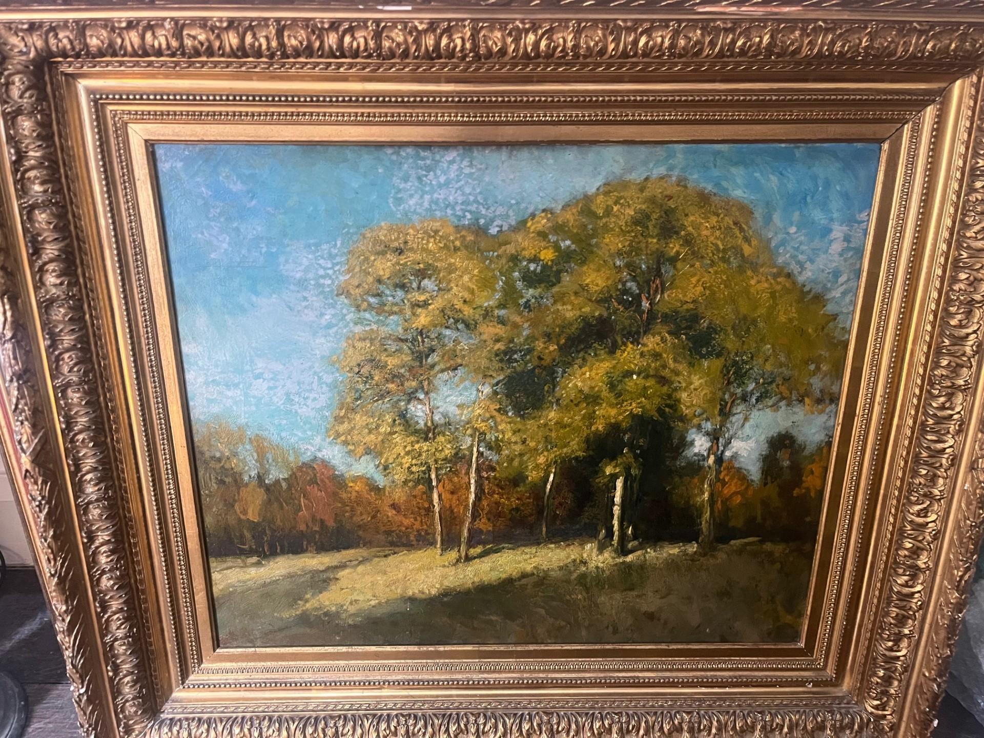 Frühes zwanzigstes Jahrhundert Impressionistische Herbstlandschaft mit goldenen Bäumen
