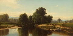Esopus Creek - Realistisches Hudson River School Öl auf Leinwand Gemälde, 1866
