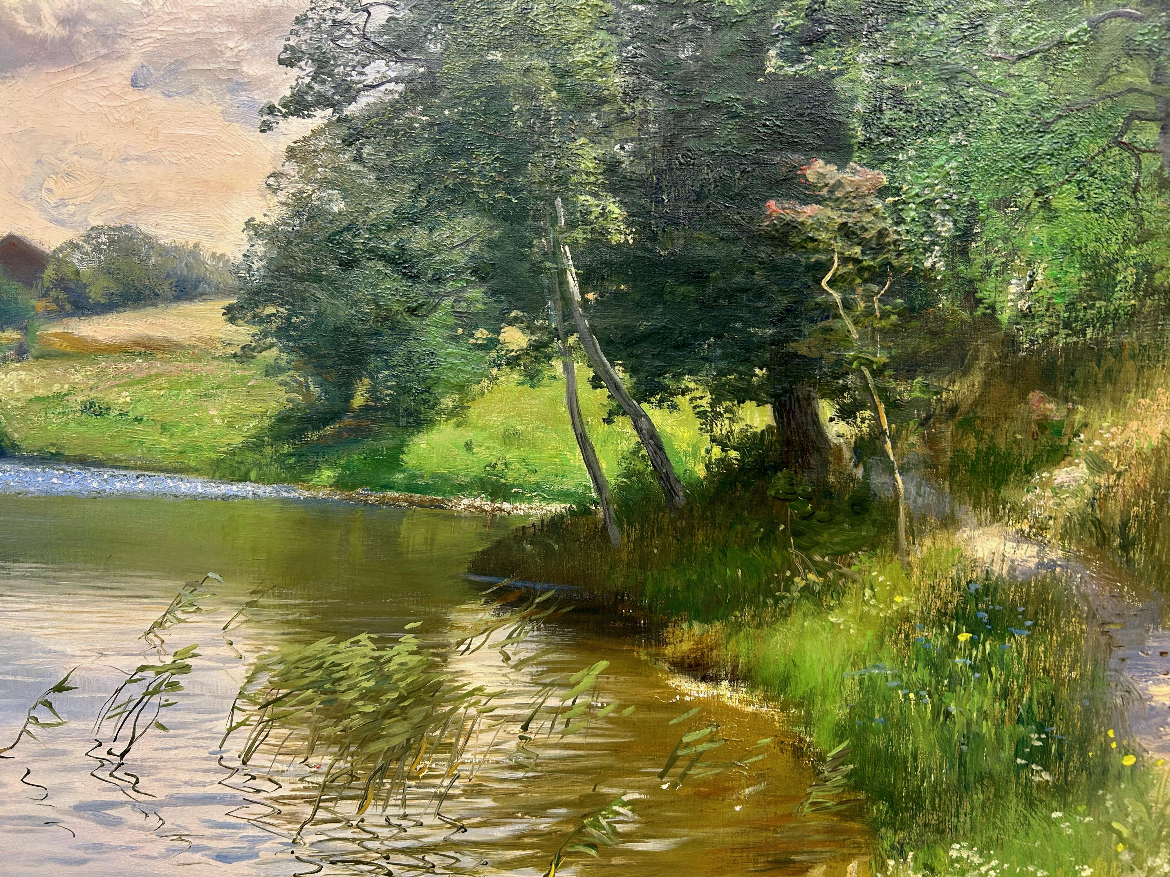 Giornata estiva sul canale a luglio - Painting Land di Alfred Thörne
