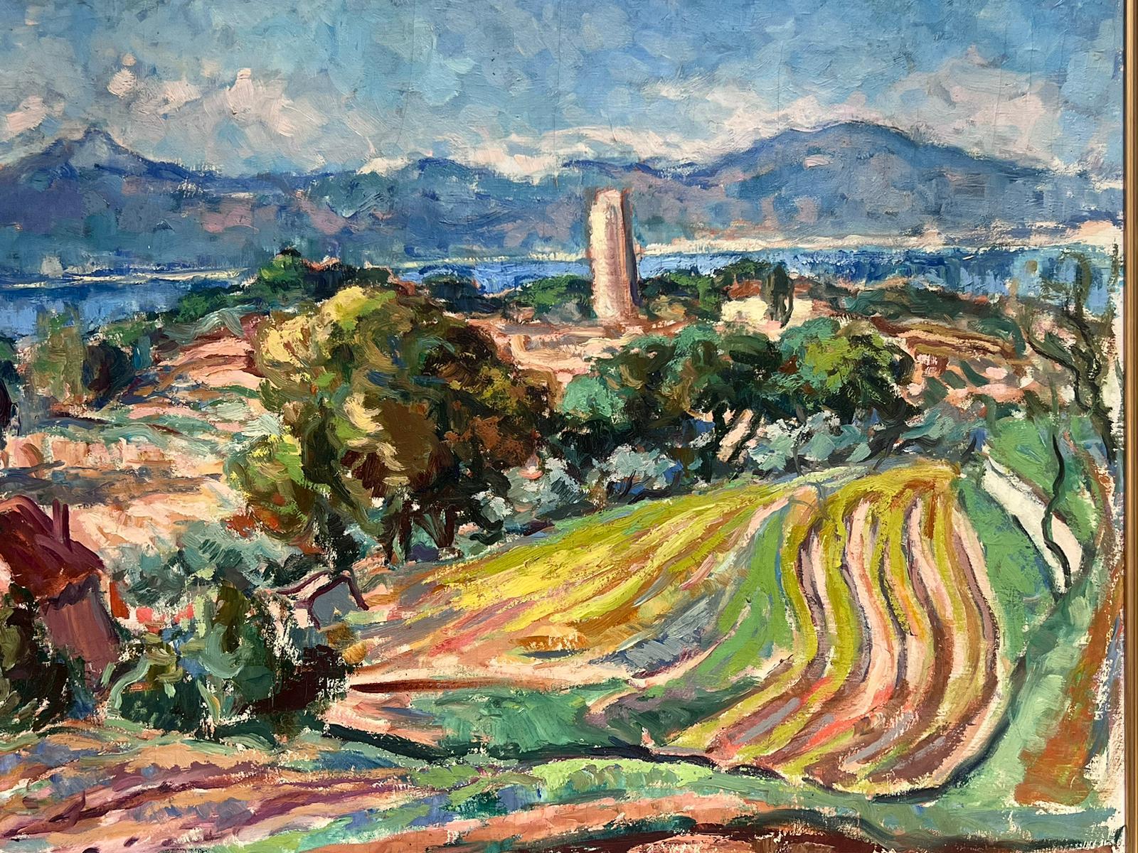 Il golfo di St. Tropez, dipinto a olio firmato da Post-Impressionisti francesi degli anni '40 - Painting di Alfred Vachon