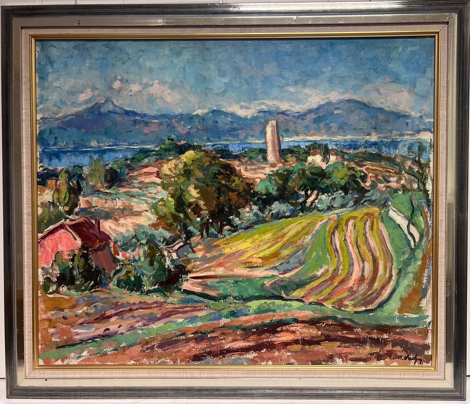 Il golfo di St. Tropez, dipinto a olio firmato da Post-Impressionisti francesi degli anni '40 - Painting Postimpressionismo di Alfred Vachon