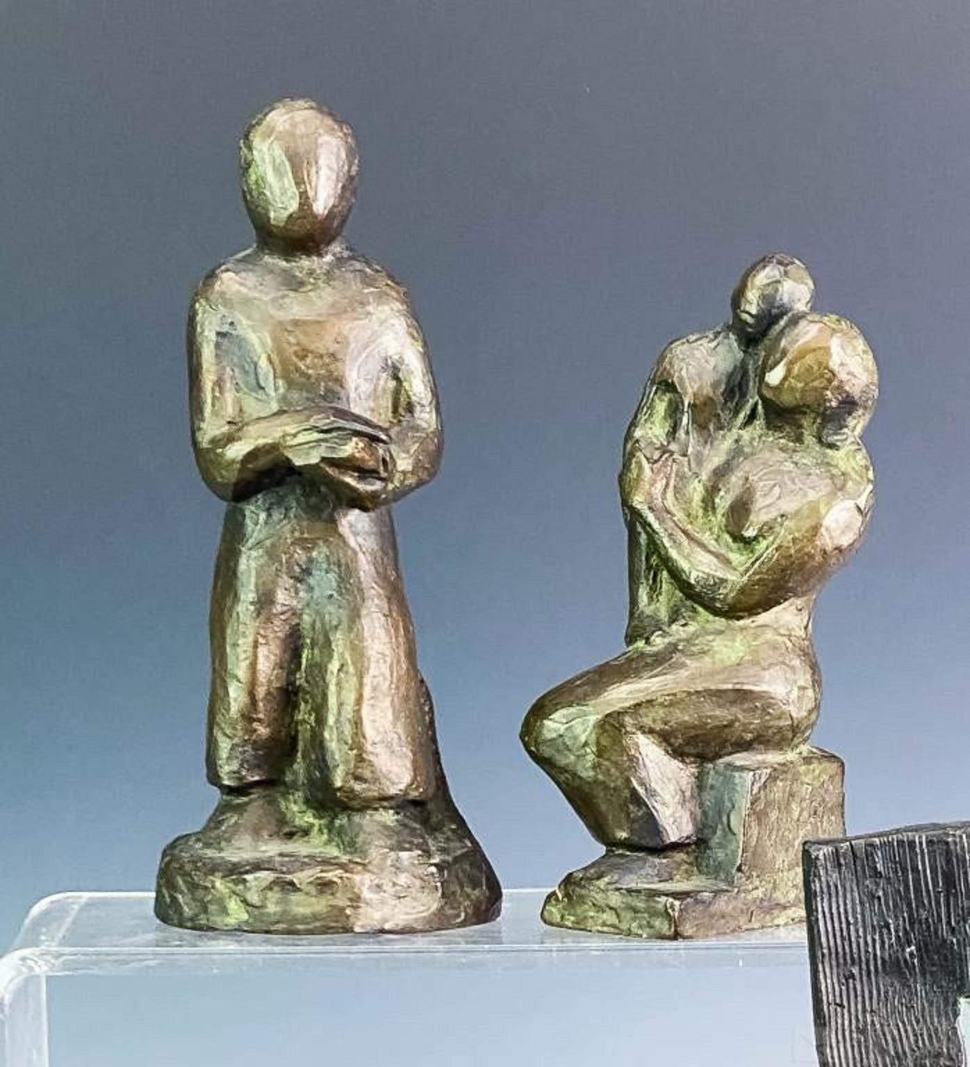 Liberty vs Slavery Van Loen Bronze Abstract Chess Set Modernist Museum Sculpture - Gold Figurative Sculpture by Alfred Van Loen