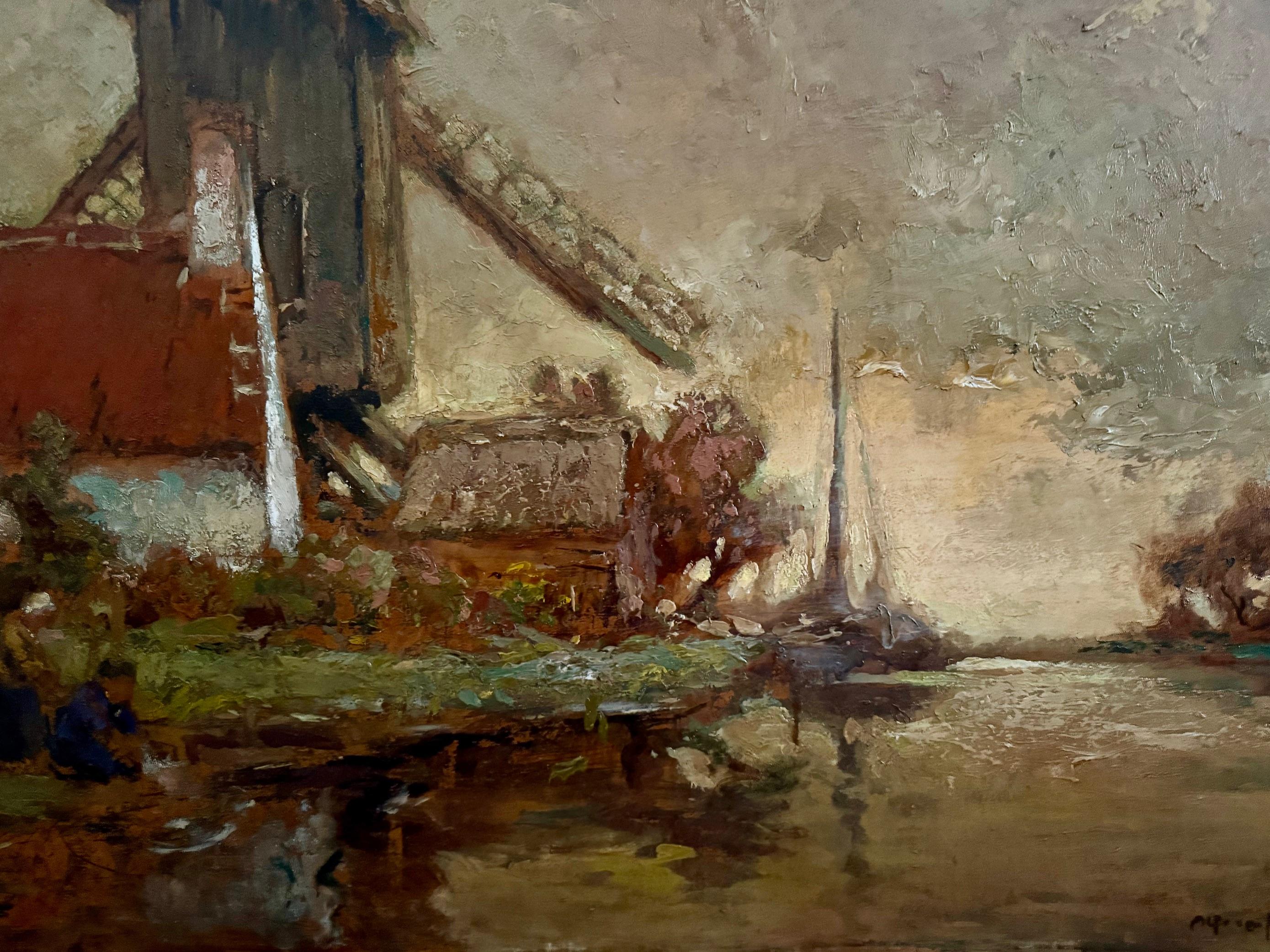 Moulin Flandes - Painting Posimpresionista de Alfred Van Neste