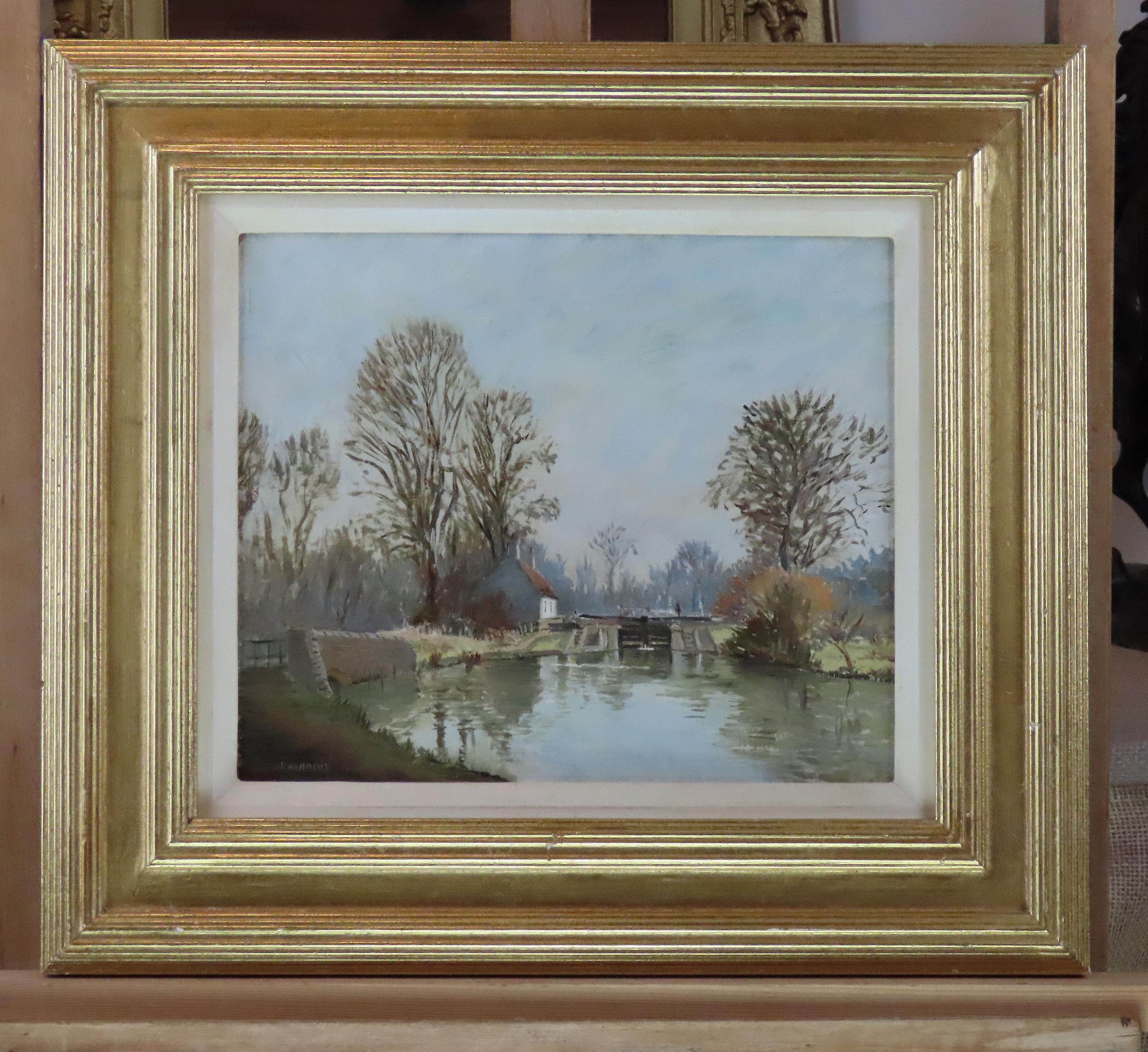 Original Ölgemälde auf Karton, Alfred Vavasour Hammond,  „An der Canal Gate“ – Painting von Alfred Vavasour Hammond FRSA
