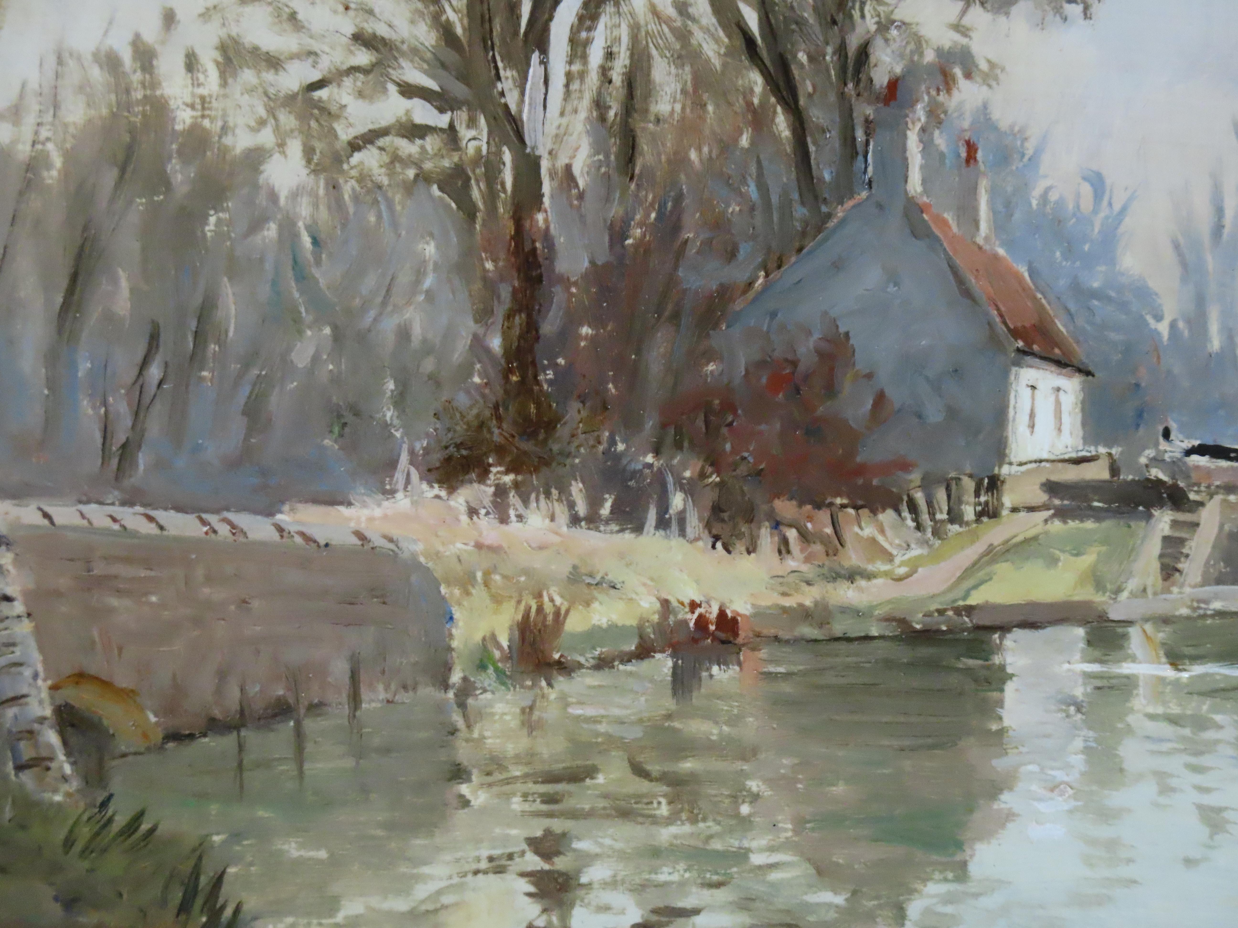 Alfred Vavasour Hammond, O.B.E. R.G.I. W.G.A. F.R.S.A. 1900 - 1985.
Mitglied der Wapping Group of Artists, stellt auch regelmäßig bei der Royal Society of British Artists und in Glasgow und Paris aus.

Originalrahmen, signiertes Originalöl auf