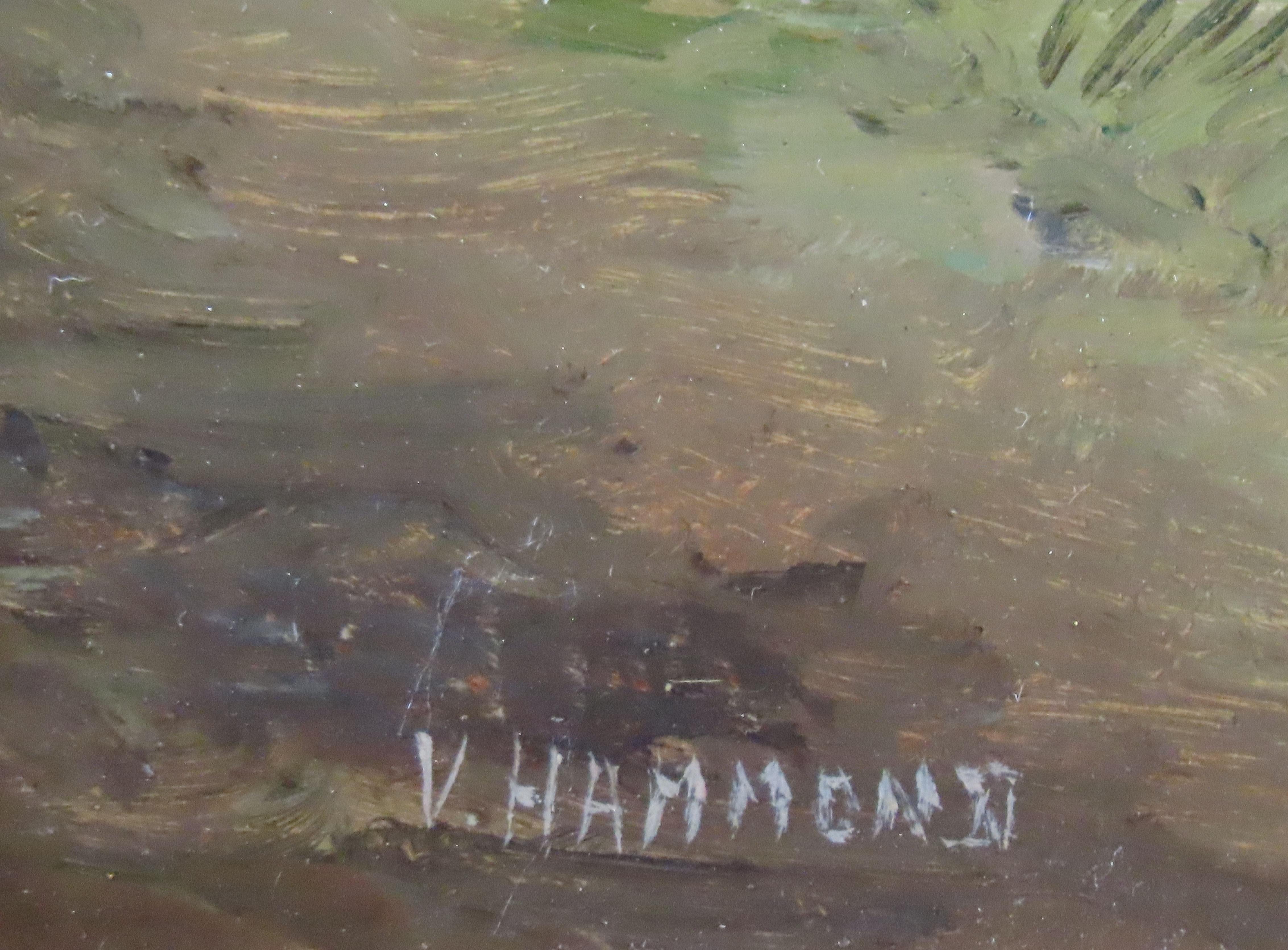 Original Ölgemälde auf Karton, Alfred Vavasour Hammond,  „An der Canal Gate“ im Angebot 2