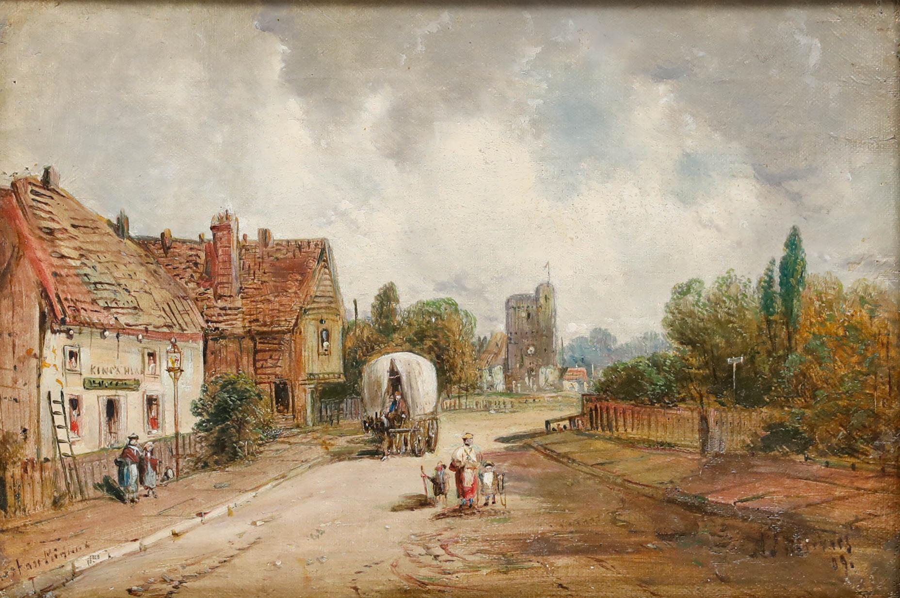 Alfred Henry Vickers (1853-1919) - Olio incorniciato, Il villaggio di Keston - Painting di Alfred Vickers