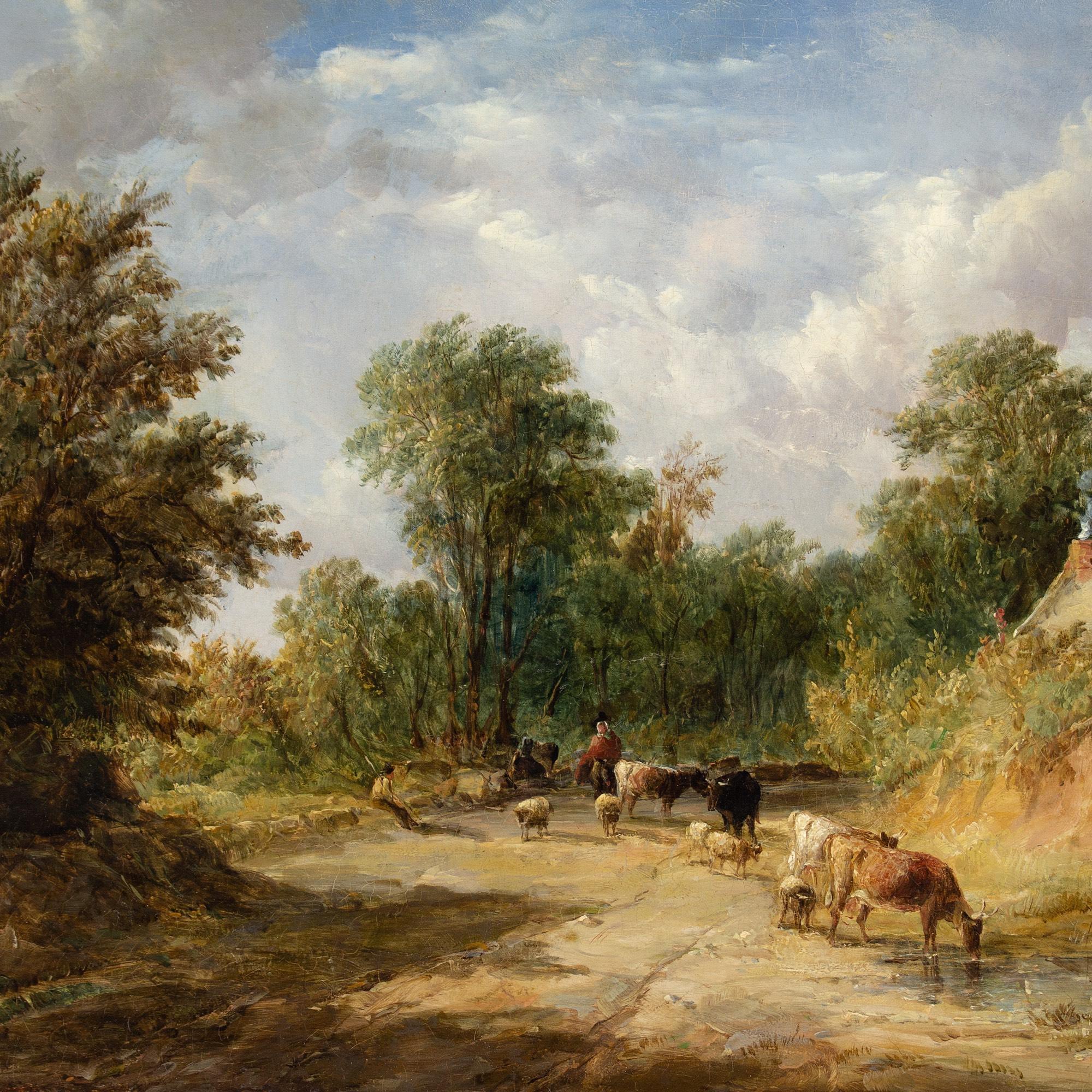 Alfred Vickers, A Welsh Lane With Cattle & Drover 4
