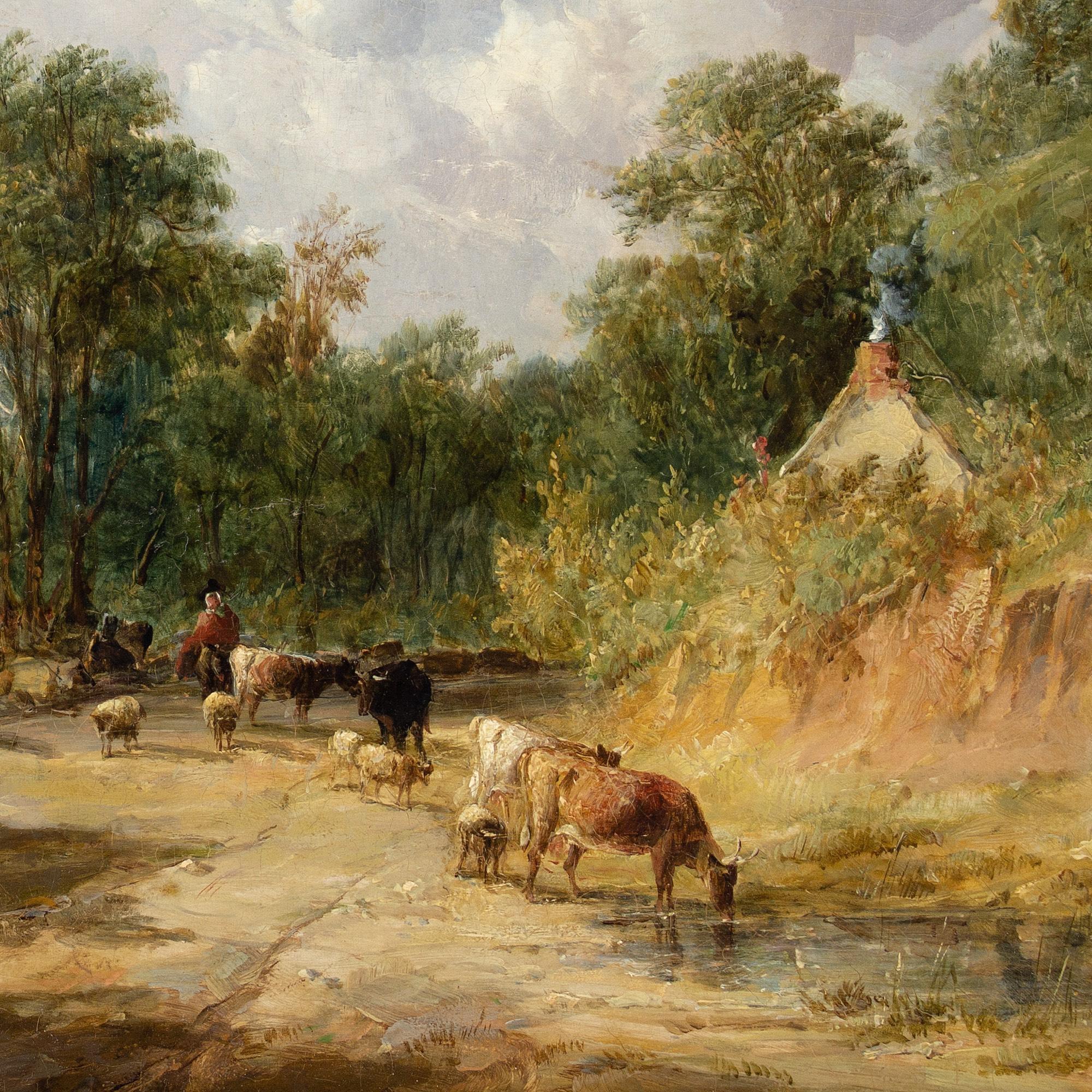 Alfred Vickers, A Welsh Lane With Cattle & Drover 7