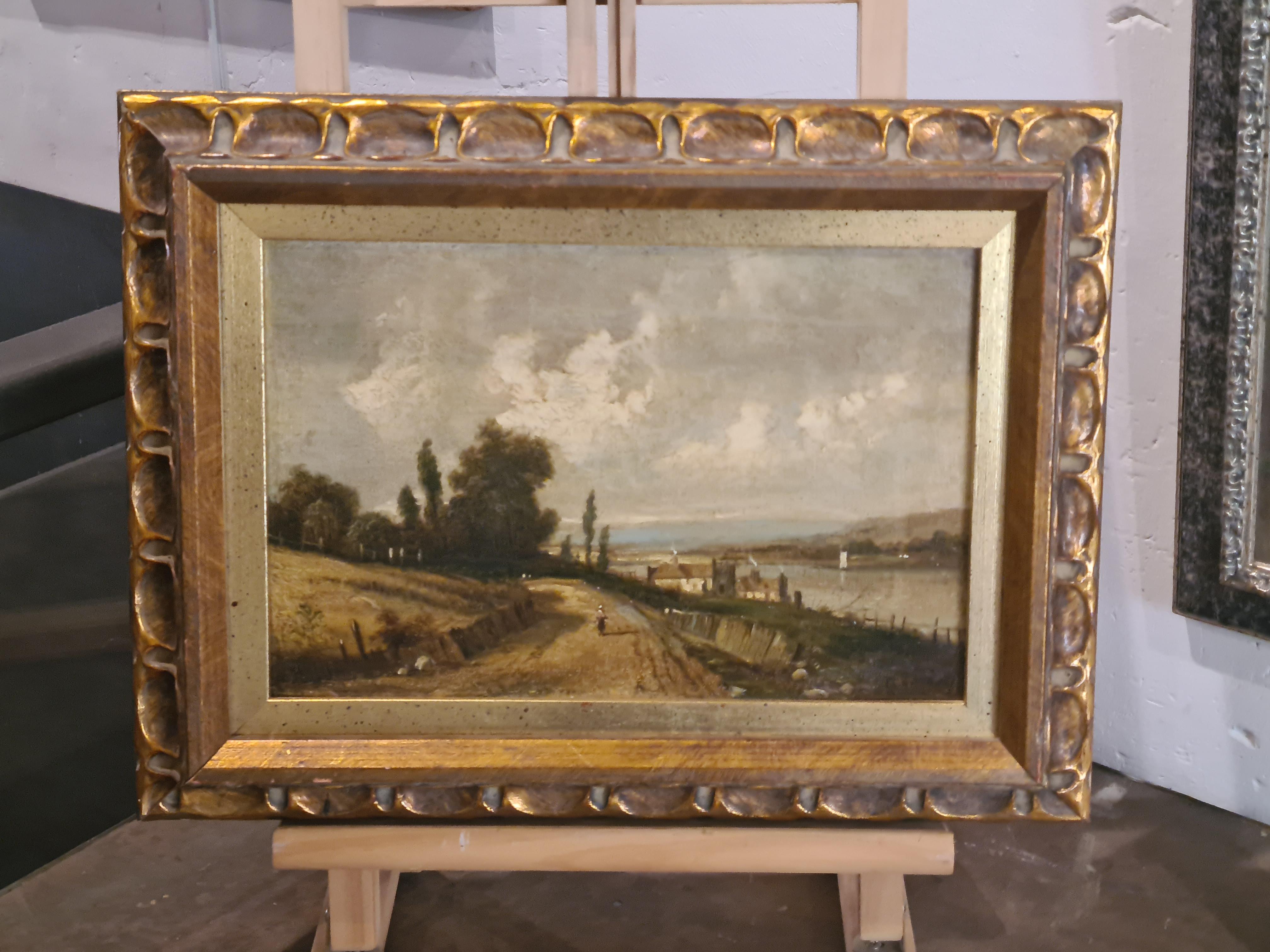 Paysage anglais d'époque Barbizon, huile sur toile, cercle de John Constable en vente 9