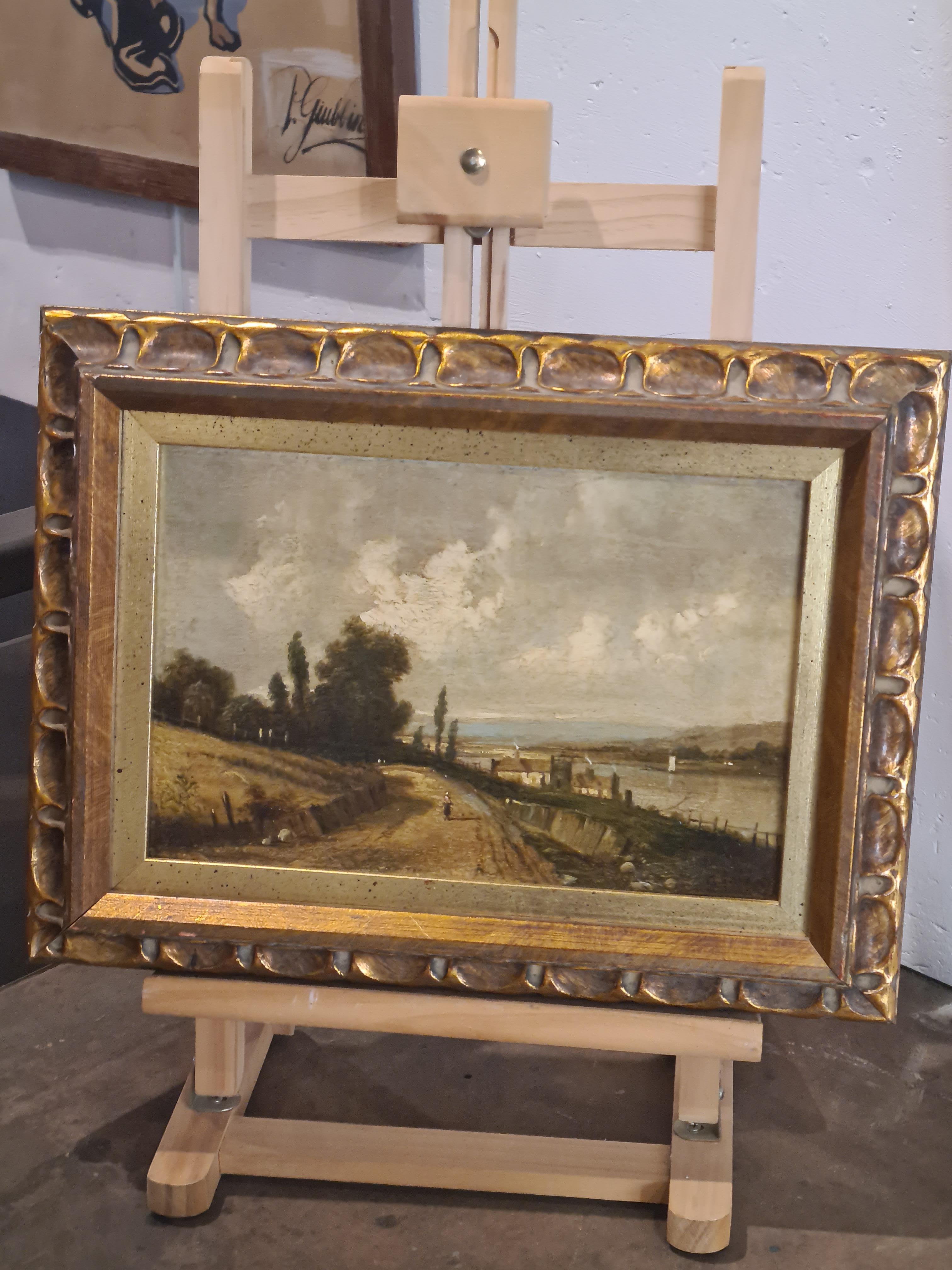 Paysage anglais d'époque Barbizon, huile sur toile, cercle de John Constable en vente 10