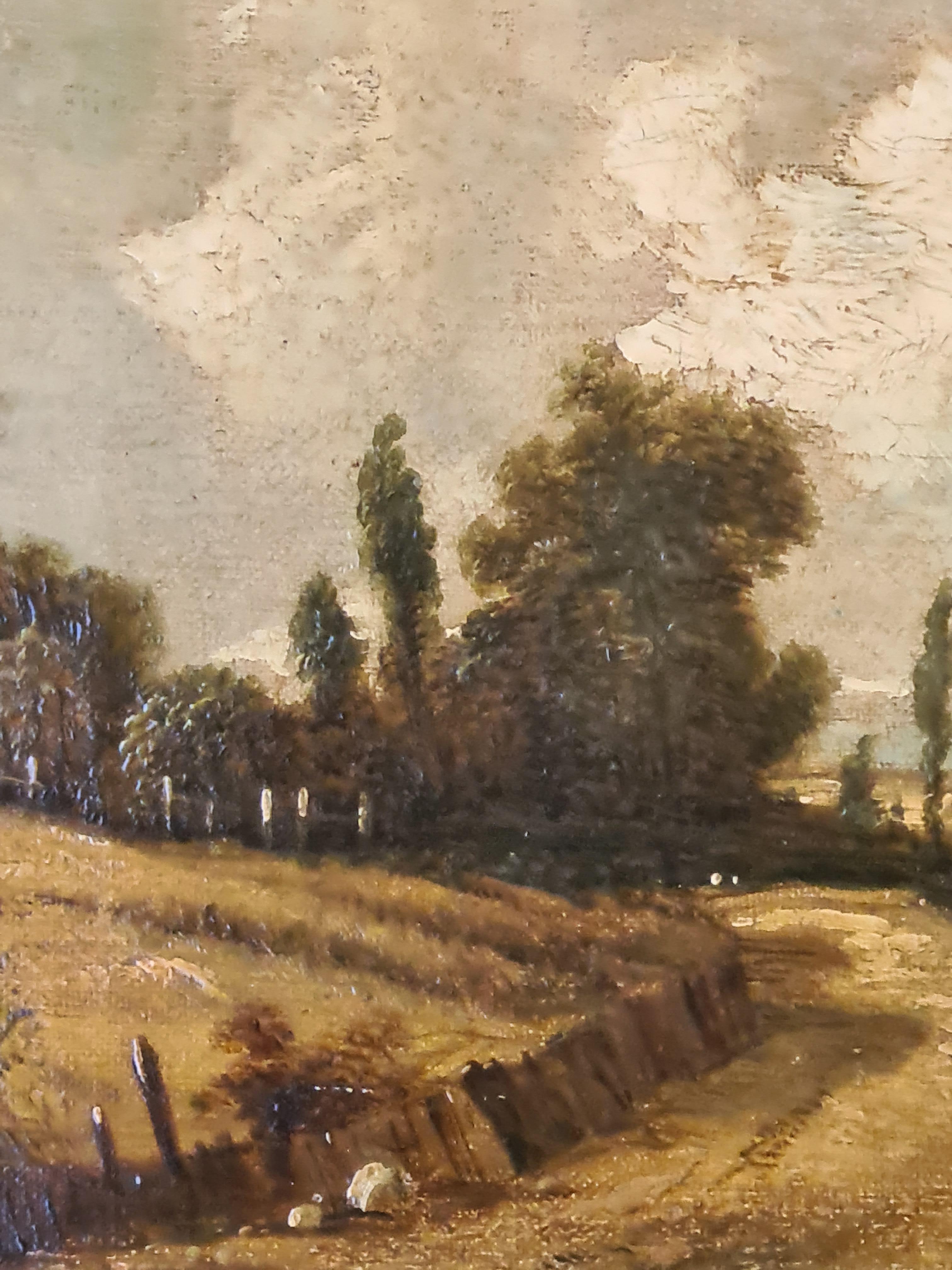 Paysage anglais d'époque Barbizon, huile sur toile, cercle de John Constable en vente 1