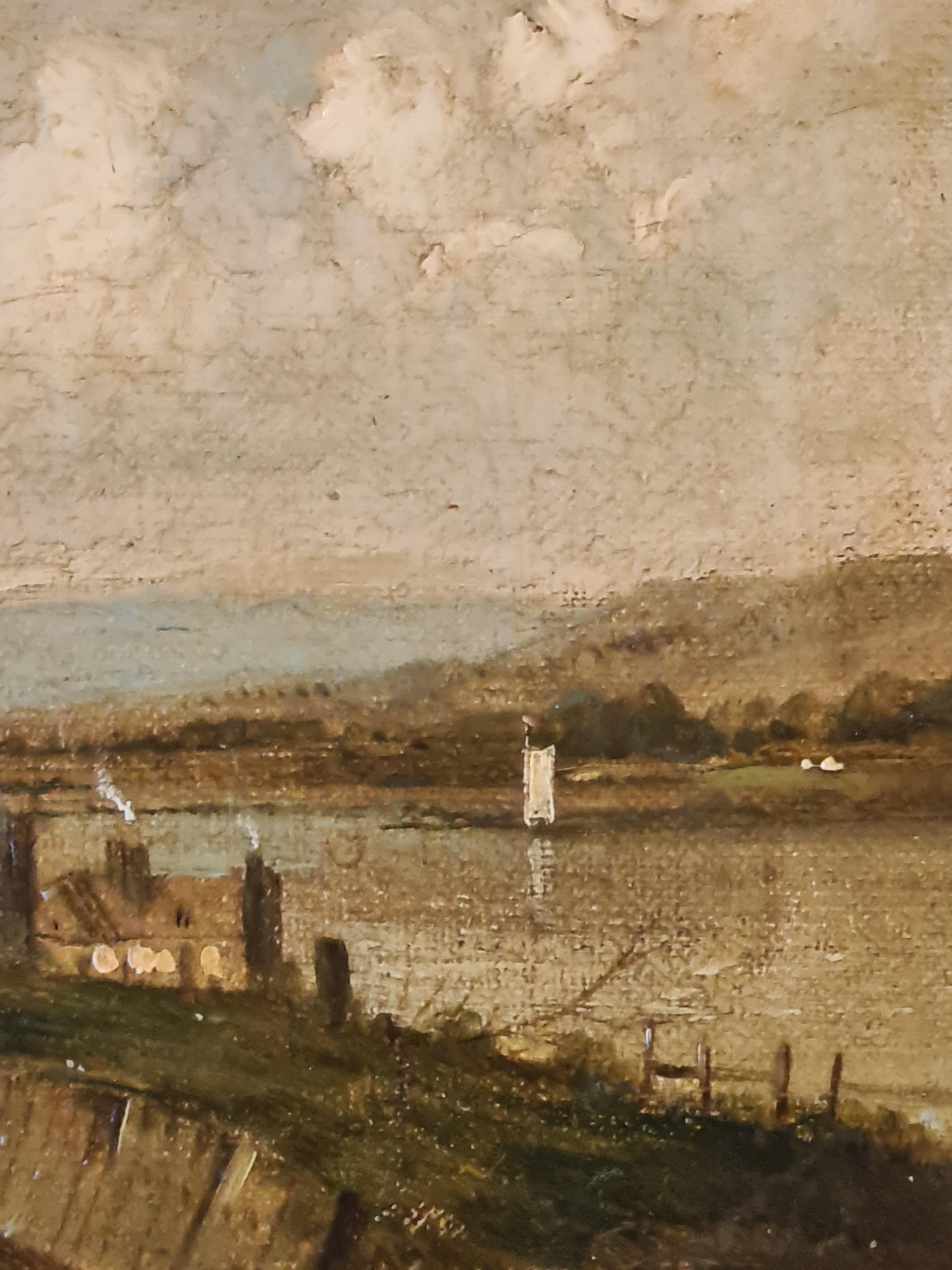 Paysage anglais d'époque Barbizon, huile sur toile, cercle de John Constable en vente 4