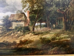 Extensive Victorian 19th century English River Landscape with Horse and Rider