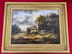 Extensive Victorian 19th century English River Landscape with Horse and Rider