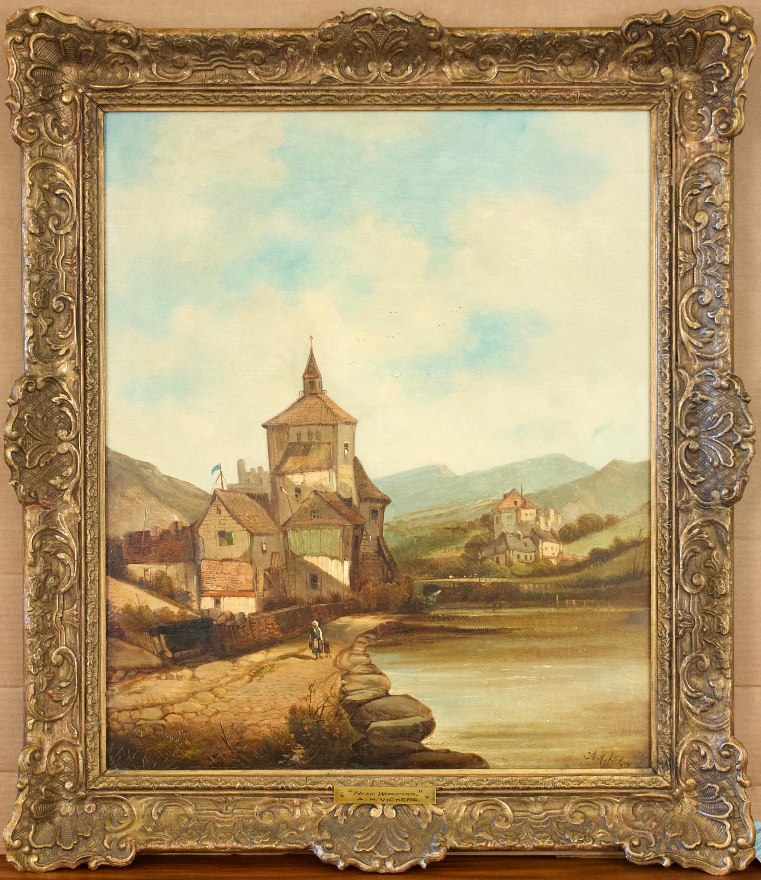 Landscape with River - Painting by Alfred Vickers