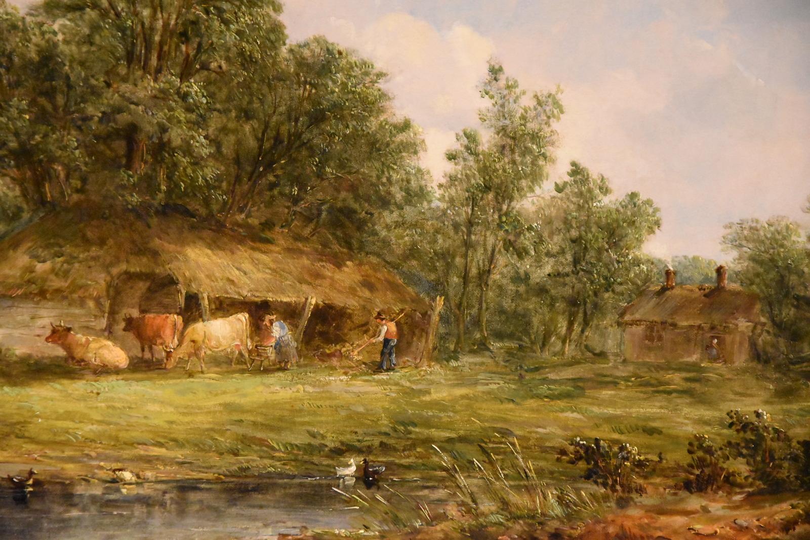Oil painting by Alfred Vickers senior “The Cattle Byre”. Alfred Vickers 1786 -1868. Fine self taught landscape painter, a regular exhibitor at the Royal society and British Institution where he had 125 works shown. Oil on canvas. Signed and dated