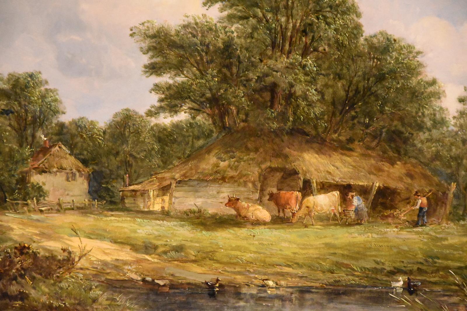 Oil painting by Alfred Vickers senior “The Cattle Byre” 1