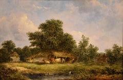 Peinture à l'huile d'Alfred Vickers senior:: The Cattle Byre