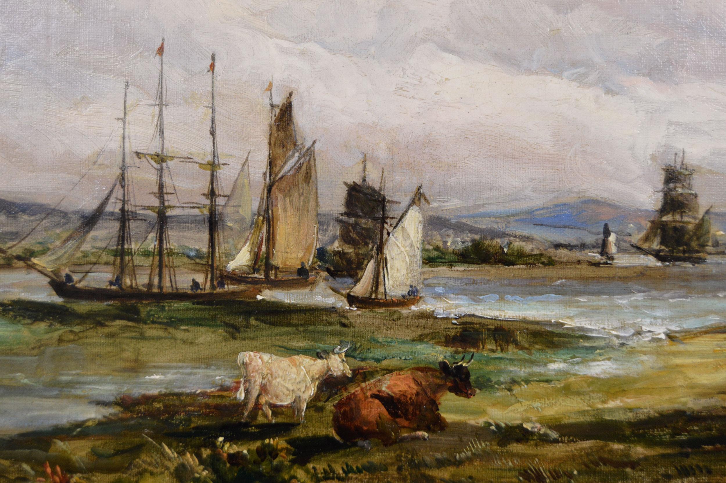 **PLEASE NOTE: EACH PAINTING INCLUDING THE FRAME MEASURES 16 INCHES X 20 INCHES**

Alfred Vickers Snr
British, (1786-1868)
Near Northfleet, Kent & Companion
Oil on canvas, pair, both signed & dated 1861
Image size: 10.5 inches x 14.5 inches