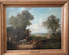 View Near Conway, North Wales - British Victorian exh art landscape oil painting